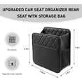 thumbnail image 2 of Car Back Seat Organizer, Hanging Leather Foldable Car Seat Storage Bag with Adjustable Strap, Multipurpose Auto Backseat Organizer Waterproof Hanging Bag with Mesh Pockets (Black), 2 of 6