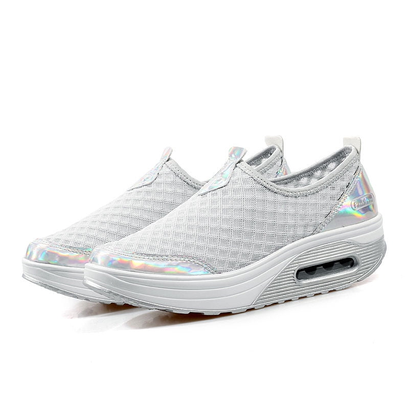 ladies black pull on trainers