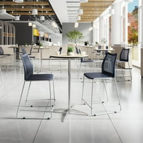 Flash Furniture 3 Pack Series Navy Stack Counter Stool with Air-Vent Back and Gray Powder Coated Sled Base