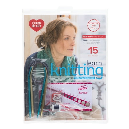 UPC: 0077216006546 | Red Heart® Learn Knitting Kit with Circular Needles