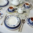 thumbnail image 6 of STP GOODS Melodie de Fleurs Bone China Dinnerware Set of 24 Service for 6 24-Piece Dish Set of Plates and Bowls, Blue Gold White, 6 of 17