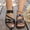 #265-Black, variant on Women's Fashion Open-Toe Wrap-Around Sandals – Comfortable Flat Beach Slides with Patent Leather, Plus Size Casual Footwear for Spring Summer
