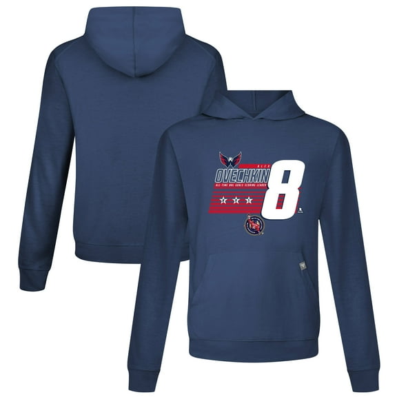 Men's Levelwear Alexander Ovechkin Navy Washington Capitals NHL All-Time Leading Goal Scorer Milestone Stripes Name &
