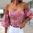 thumbnail image 3 of Camisa sexy de verano para mujer, suéter cruzado en el pecho con un hombro, blusa de manga larga, Tops supercortos estampados Fridja czfsfas4348, 3 of 7