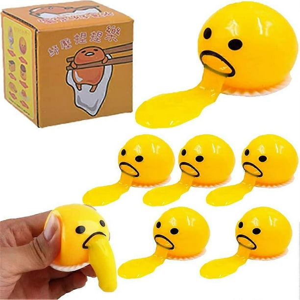 6pcs Squishy Puking Egg Yolk Yellow Goop With Squeeze Ball Relieve Stress Relief Toy