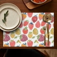 thumbnail image 5 of Colorful Strawberry Plants Fruit Leaf Summer Placemats Table Placemats Set Of 4-Linen Kitchen Washable Placemats Table Mats 11.8"x17.7" Non-Slip Heat Resistant, 5 of 6