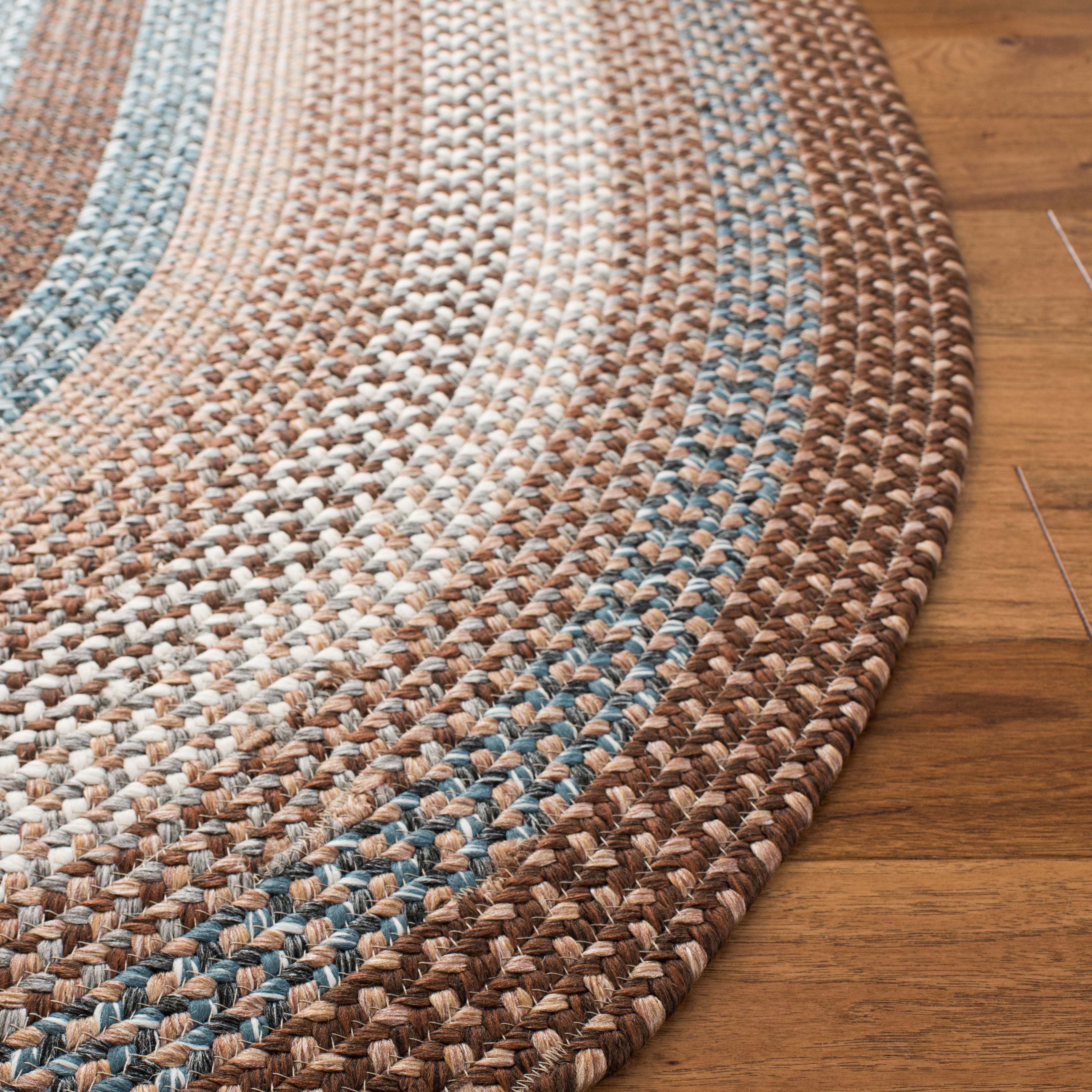 Safavieh Braided Angel Bordered Machine Washable Reversible Area Rug, Brown/Multi, 8' x 10' Oval