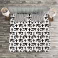thumbnail image 3 of Ambesonne Egyptian Quilted Bedspread Set 3 Pcs, Hieroglyphic Pattern, Queen Size, Black and White, 3 of 3