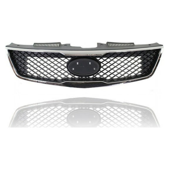 Grille - Compatible/Replacement for '10-10 Kia Forte Sedan - Main Upper Chrome Frame, Black Insert, Emblem Provision - 863501M010, CAPA