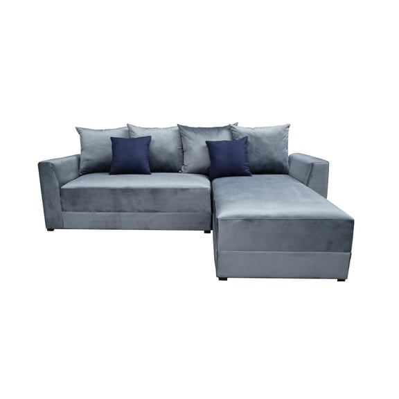 Sala esquinera El Bazar Store modelo Samso terciopelo gris Oxford 240x180 cm