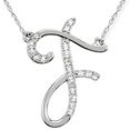 thumbnail image 1 of Pendentif Initial "F" Diamant Collier 18 Pouces Or Blanc 14K, 1 of 2