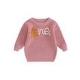 thumbnail image 1 of ZAXARRA Baby Girl Fall Winter Sweater, Flower Letter Pattern Long Sleeve Crewneck Infant Knitwear Pullover Warm Clothes, 1 of 8
