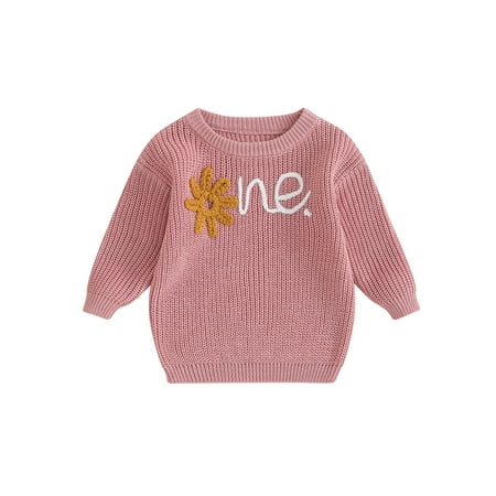 

Merqwadd Adorable Girl Baby Sweater with Flower Letter Pattern Long Sleeve