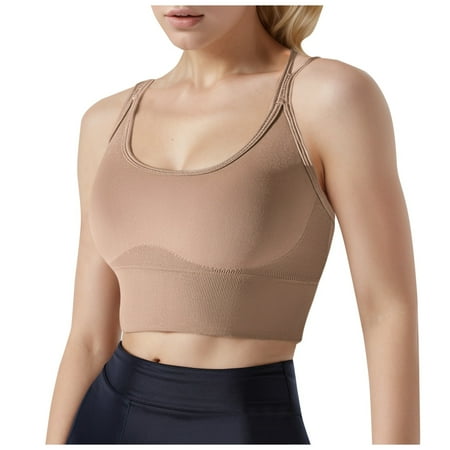 BYHONG Women s Sports Bra Without Underwire Padded Bustier Strapless Bra Seamless Push Up Yoga Fitness Sports Bras for Women High Support Light Pink M