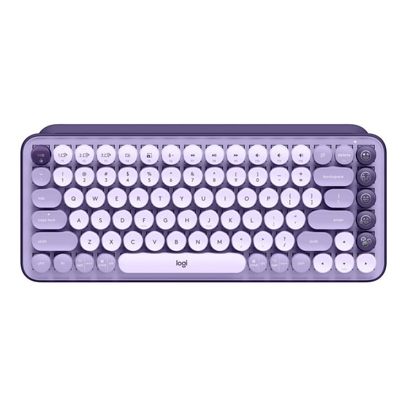 Logitech POP Keys Wireless Mechanical Keyboard with Customizable Emoji Keys - Cosmos - Keyboard - wireless - Bluetooth LE, Bluetooth 5.1 - key switch: Brown Tactile - cosmos