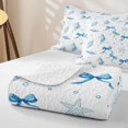 thumbnail image 4 of Manfei Coastal Bowtie Bed Spread Queen,Ocean Conch Starfish Queen Coverlet Set,3-Piece,1 Quilt and 2 Pillowcases, 4 of 7