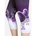 thumbnail image 3 of Rosegal Women's Plus Size High Waist Floral Heart Print Capri Skinny Leggings, 3 of 5