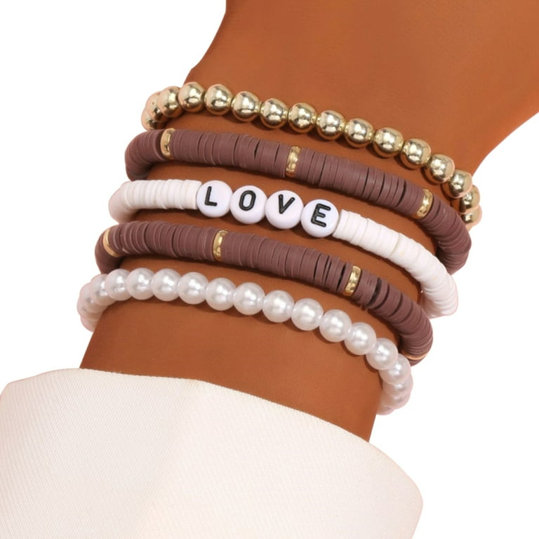 Women Bracelet Letters Elastic Polymer Clay Exquisite Lightweight Boho  Bracelet for Party 