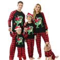 thumbnail image 1 of Conjunto de pijamas navideños a juego para toda la familia, camiseta con estampado de dinosaurio y Papá Noel y pantalones a cuadros, 1 of 5