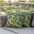 thumbnail image 4 of Pastoral Plant Pillow Covers 2 Pack Blue Flowers Navy Leaf Yellow Background Pillowcase Waterproof Outdoor Throw Pillow Cover for Patio Garden Square Cushion 26”x26”, 4 of 9