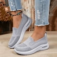 thumbnail image 3 of Women's Orthopedic Slip On Sneakers with Air Cushion Lightweight Non Slip Walking Shoes Breathable Stretchy Platform Loafers Gray Size 6, 3 of 5
