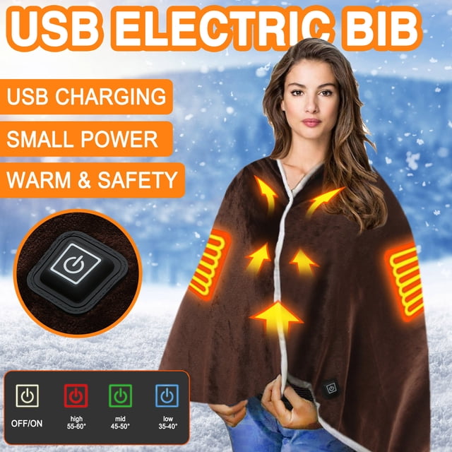 Miogawg Heated Blanket Electric Throw, Usb Heated Shawl, Portable Heated Blanket Shawl, Machine Washable, With Timer Function 3 Heat Settings For Home Office