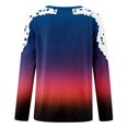 thumbnail image 5 of Plus Size Tops for Women Long Sleeve Lace Cutout Tee Shirts Crewneck Pullover Casual Slim Fitness Blouse Blue XL, 5 of 5