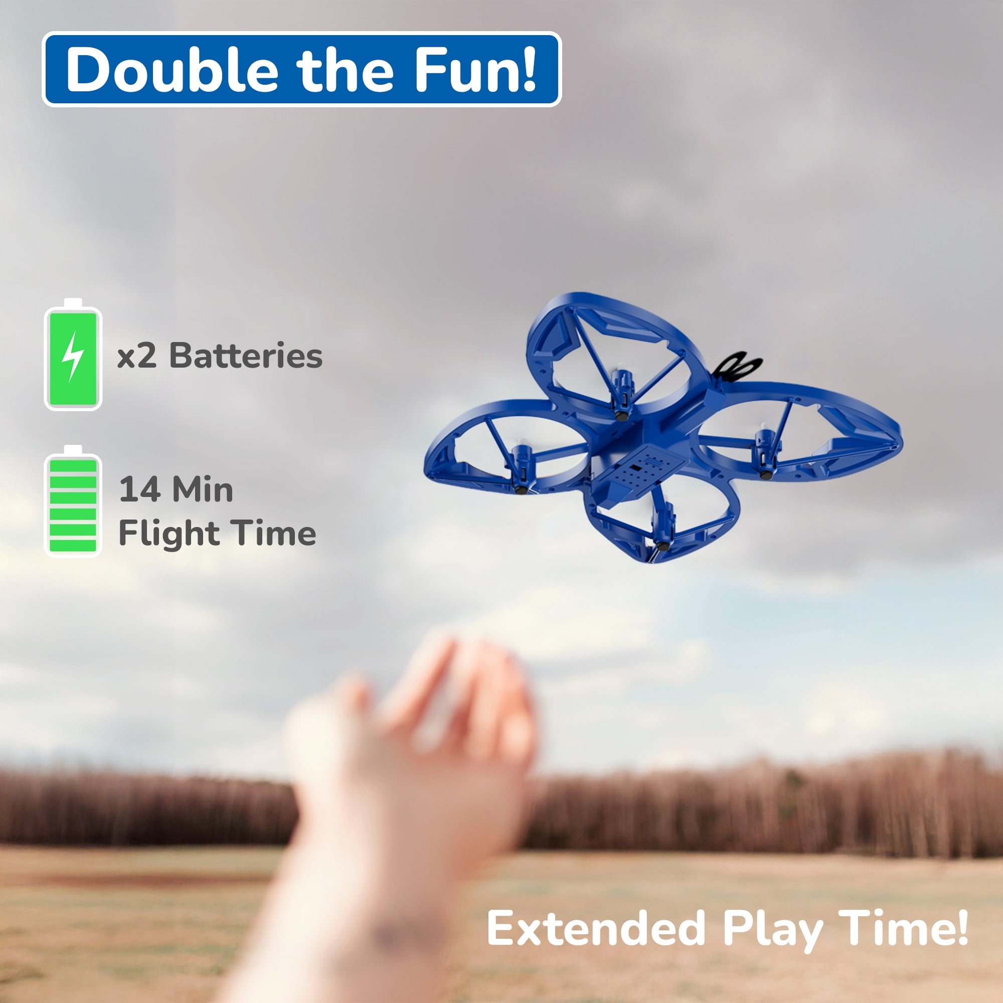 Contixo Drones for Kids, Kids Drone with LED Lights, Altitude Hold, and 14-Min Flight, Blue Butterfly