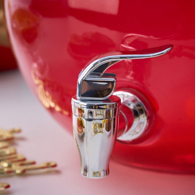 out シャンリー様 クリスマスドリンクジャー✧✧ Holiday Time Red Ornament Glass Beverage Dispenser, 1.5 gal