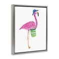 thumbnail image 4 of Stupell Industries Flamingo with Beach Bag Animals & Insects Painting Gray Floater Framed Canvas Art Print Wall Art, 17 x 21, 4 of 10