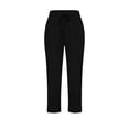 thumbnail image 5 of Cotton Linen Capri Pants for Women Elastic Waist Relaxed Fit Straight Leg Cropped Pants with Pockets Womens Capris, 5 of 6