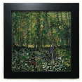 thumbnail image 1 of Tree Forest Flower Landscape Illustration Black Square Frame Picture Wall Tabletop, 1 of 3