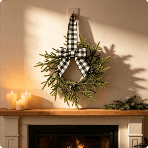 Christmas Wreath for Kitchen Cabinet,Artificial Cedar Pine Hanging Wreath with Pinecone Pine Needles for Front Door Xmas Wreaths for Christmas Winter Farmhouse Home Decorations