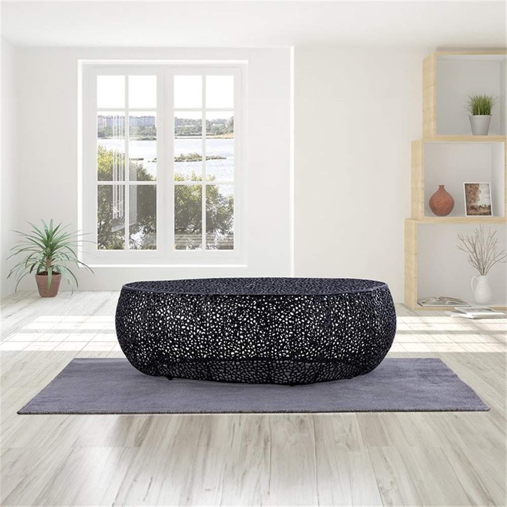 Pemberley Row Aluminum Black Coffee Table Oval Durable 51" Unassembled