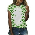 thumbnail image 4 of Guluxicc T-Shirts for Women Casual Crewneck Short Sleeve Tees St Patrick Day Shamrock Graphic Printed Pullover Tops, XL, 4 of 6