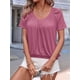 thumbnail image 5 of Camisetas Casuales de Verano para Mujer, Camisetas de Corta con Cuello en V, Camisetas Rojas S, 5 of 7