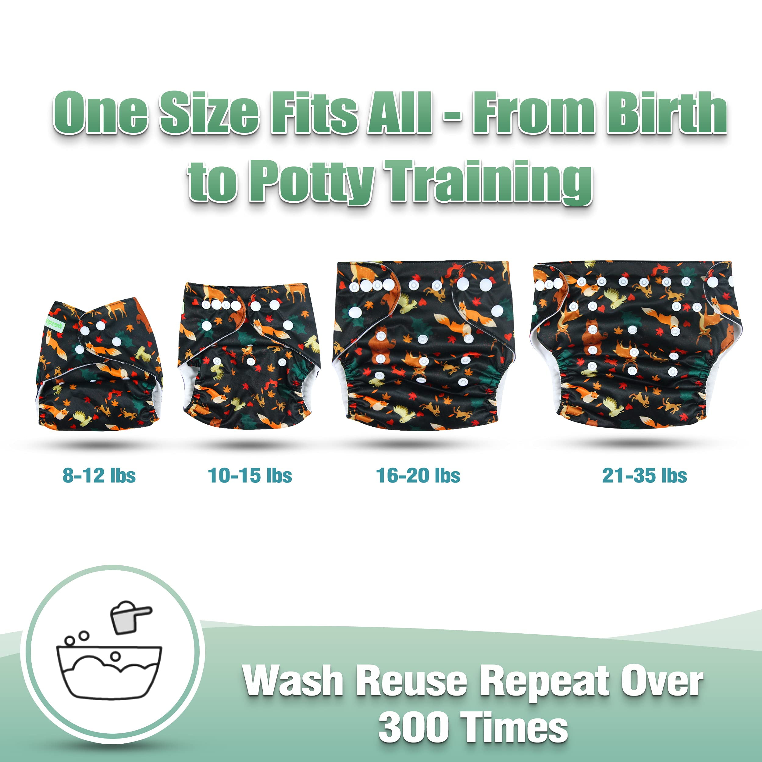 Wegreeco Washable Reusable Baby Cloth Pocket Diapers 6 Pack + 6 Bamboo Inserts (with 1 Wet Bag, Starry Sky)