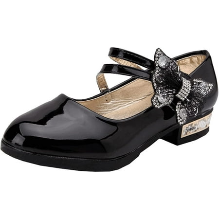 

Girls Dress Shoes Rhinestone Flower Mary Jane Pump Leather Shoes Wedding Party Princess Dance Shoes