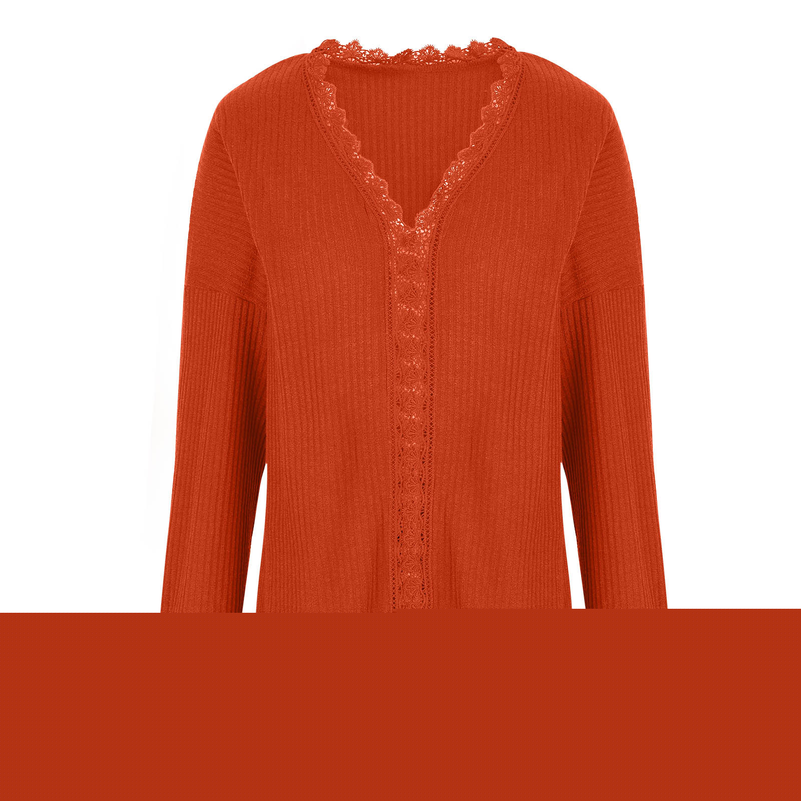 thumbnail image 3 of Itsame Pullover Sweater Women Loose V-Neck Sweaters Long Sleeve Solid Color Button Sweatertop Orange Size L, 3 of 5