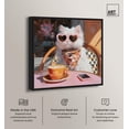 thumbnail image 2 of A Cat and Her Latte Canvas Print Pets Pink Wall Art by Art Remedy, Black Frame, 30 x 30, 2 of 5