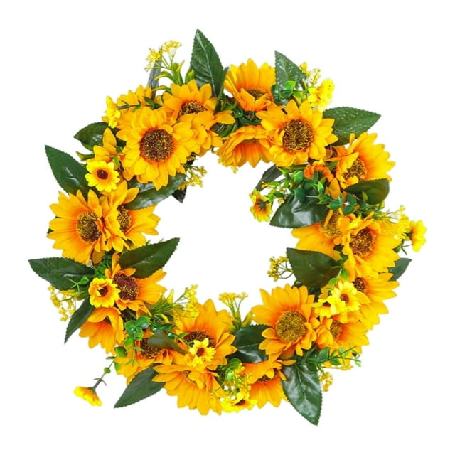 Corona de Flores Artificiales, Coronas de Primavera, Corona de Puerta Redonda, Corona de Girasol