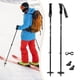 thumbnail image 1 of 2 Piezas Bastón Esquí Telescópico Ajustable Aluminio Seguro Empuñadura Ergonómica con Cierre Externo Apropiado para Niños Adultos Viaje de Invierno Pa negro, 1 of 8