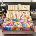 thumbnail image 2 of COEQINE Full Size Sheet Set Soft Easy Care 3 Pieces Bedding Set Fade Resistant Stay in Place Include 1 Fitted Sheet & 2 Pillowcases for Women Men, Easter Bunny Ears Tulip Butterfly, 2 of 5