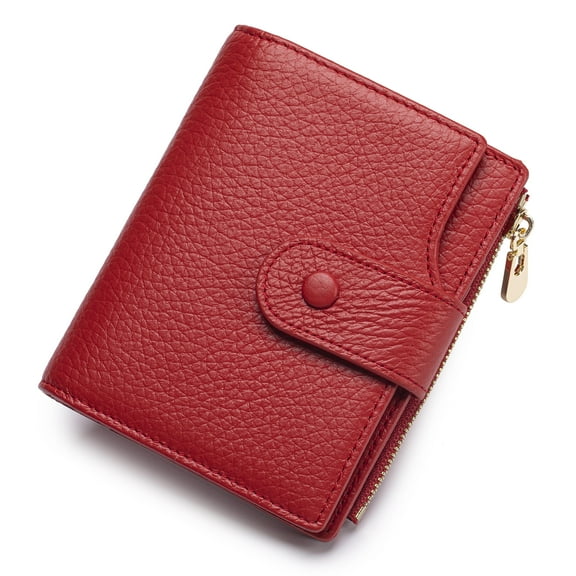 SCHLATUM Bifold Wallet for Women Genuine Leather RFID Blocking Vertical Large Capacity with Zipper Pocket 2 ID Window