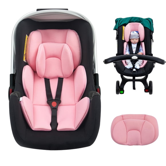 Inserto para Asiento de Coche Infantil Kaseeous con Reposacabezas Extra 0-12 Meses Rosa