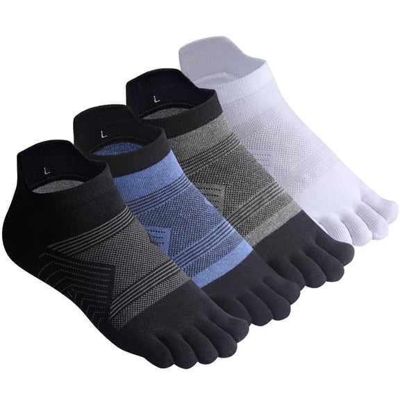Mens Toe Socks Running Five Finger Socks High Performance Athletic Toe Socks for Women 4 Pairs