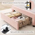 thumbnail image 4 of Homfa Twin Bed Frame with LED Light & Storage Drawer, Upholstered Platform Bed with Adjustable Petal Headboard, Pink Velvet, 4 of 8