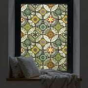 DKTIE Static Cling Decorative Window Film with Installation Tool Non Adhesive Privacy Film, Stained Glass Window Film for Bathroom Shower Door Heat Cotrol Anti UV, 17.7 x 78.7 Inch