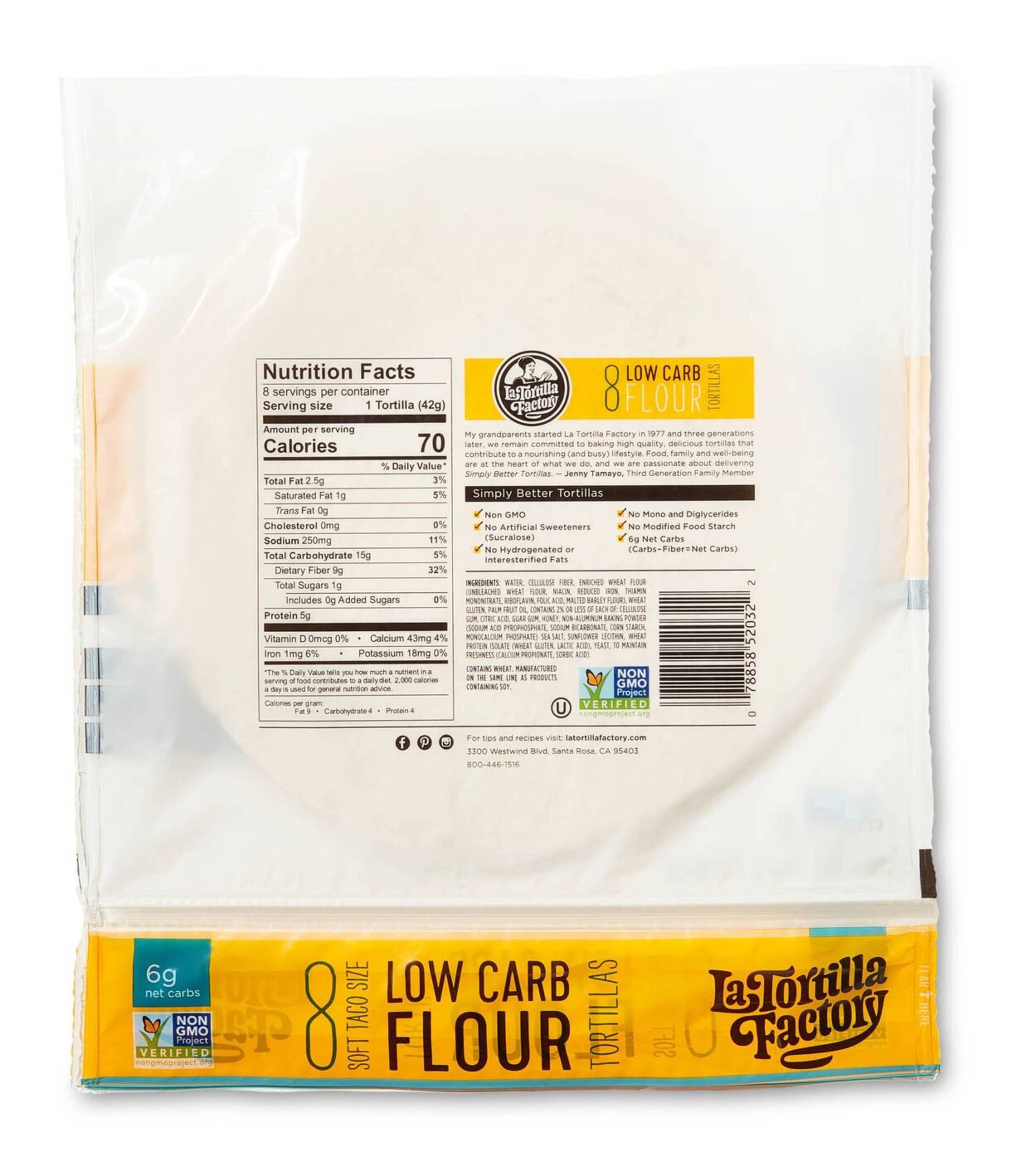 La Tortilla Factory, Low Carb Traditional Flour Tortillas, Soft Taco Size, 11.8 oz, 8 Ct