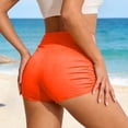 thumbnail image 4 of DHFJKG Summer Swim Shorts For Women Solid Color Ruched High Waist Tummy Control Swimwear Bottoms Comfortable Water Sports Versatile Beachwear, 4 of 7